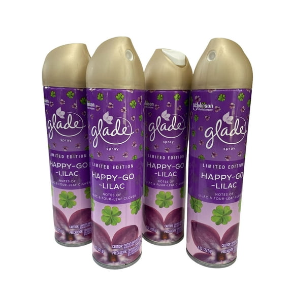 Glade Aerosol Spray, Glade Air Freshener, Happy-Go-Lilac, 8 Oz. Pack of 4
