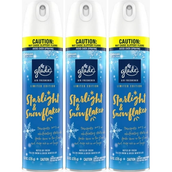 Glade Air Freshener Aerosol Holiday Scent Starlight & Snowflakes 8.3 oz 3 Pk
