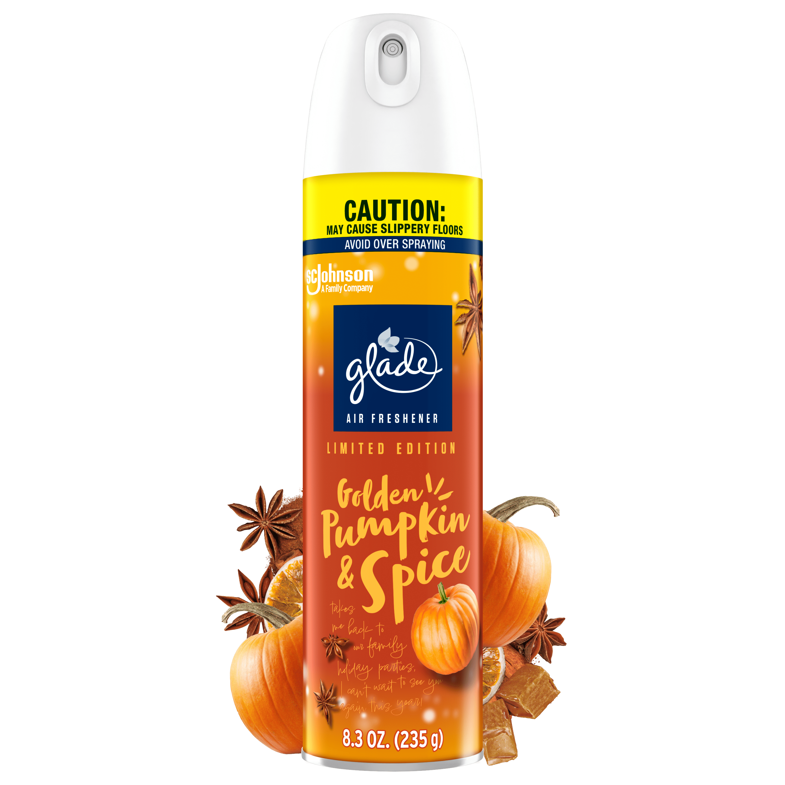(4 pack) Glade Air Freshener, Aerosol Room Spray, Golden Pumpkin