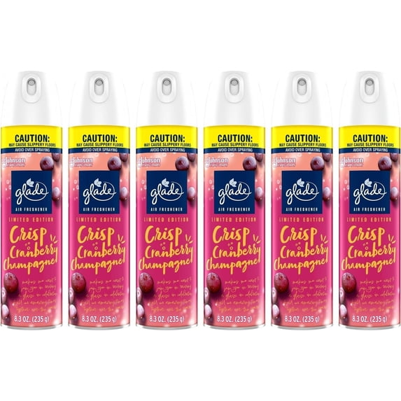 Glade Air Freshener Room Spray, Crisp Cranberry Champagne 8.3 Oz, 6 Count