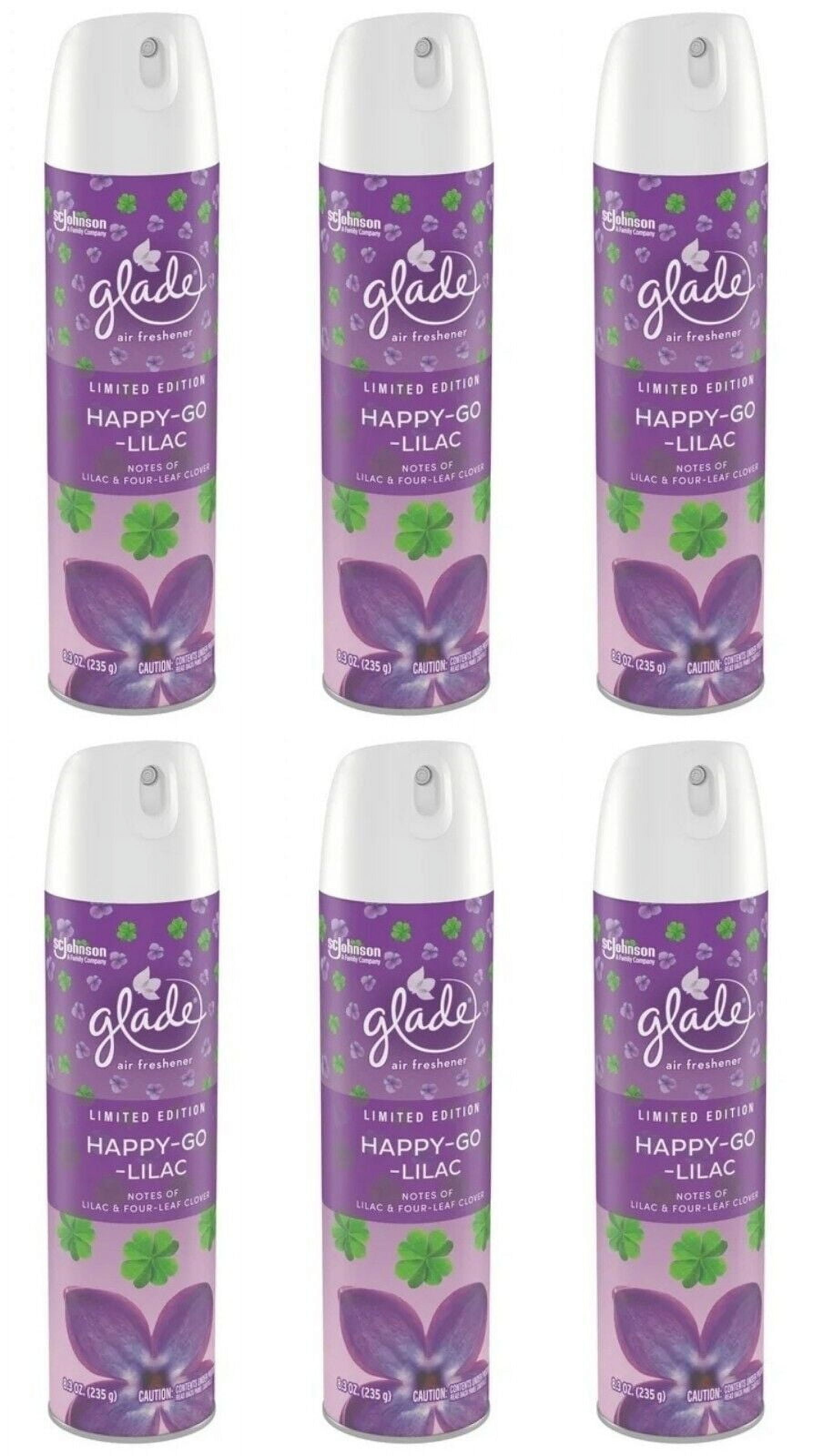 Glade Air Freshener, Room Spray, Happy-Go-Lilac, 8.3 Oz, 6 Count