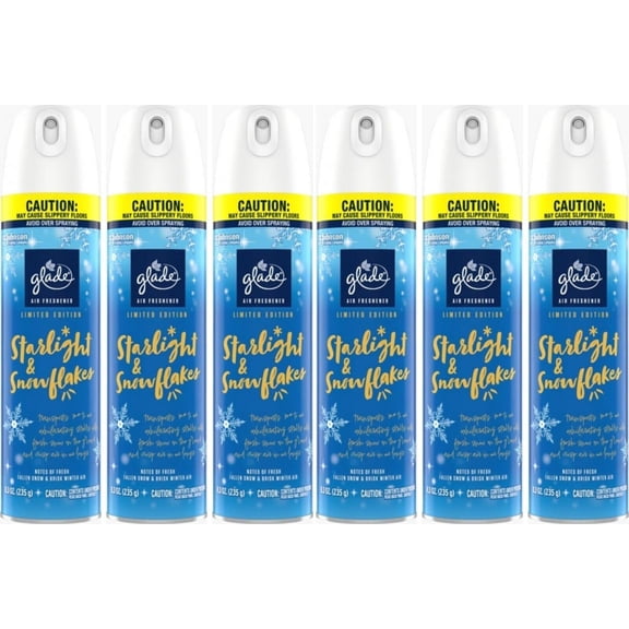 Glade Air Freshener Room Spray, Starlight & Snowflakes, 8.3 oz, 6 Count