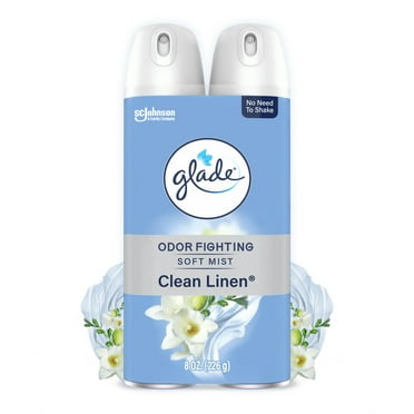 Glade Air Freshener Spray, Clean Linen Scent, Fragrance Infused with Essential Oils, 8 oz, 2 Pack