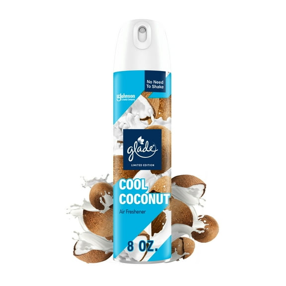 Glade Air Freshener Spray, Cool Coconut Limited Edition, Fragrance Infused with Essential Oils, 100% Natural Propellent, 8 oz