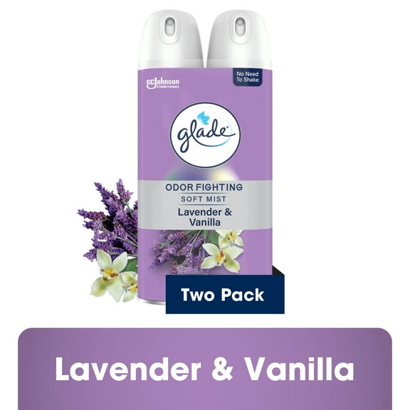 Glade Air Freshener Spray, Lavender & Vanilla scent, Infused with Essential Oils, 8 oz, 2 Count