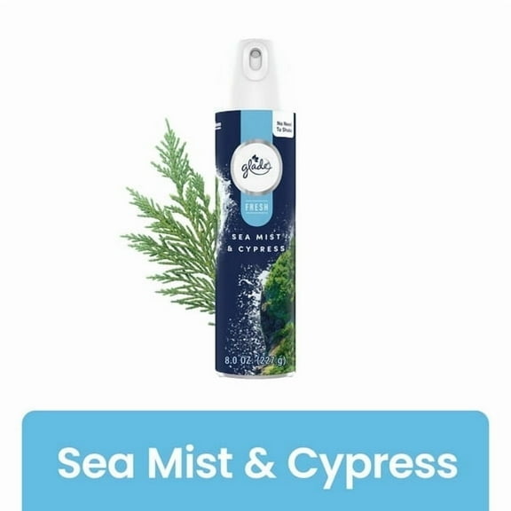 Glade Air Freshener Spray, Sea Mist & Cypress, Fresh Colle Countion, Fragrance Infused with Essential Oils, 100% Natural Propellent, 8 oz