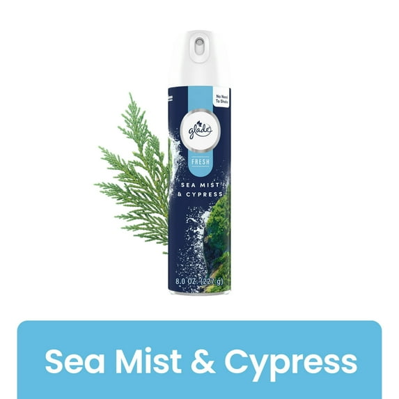 Glade Air Freshener Spray, Sea Mist & Cypress, Fresh Colle Countion, Fragrance Infused with Essential Oils, 100% Natural Propellent, 8 oz