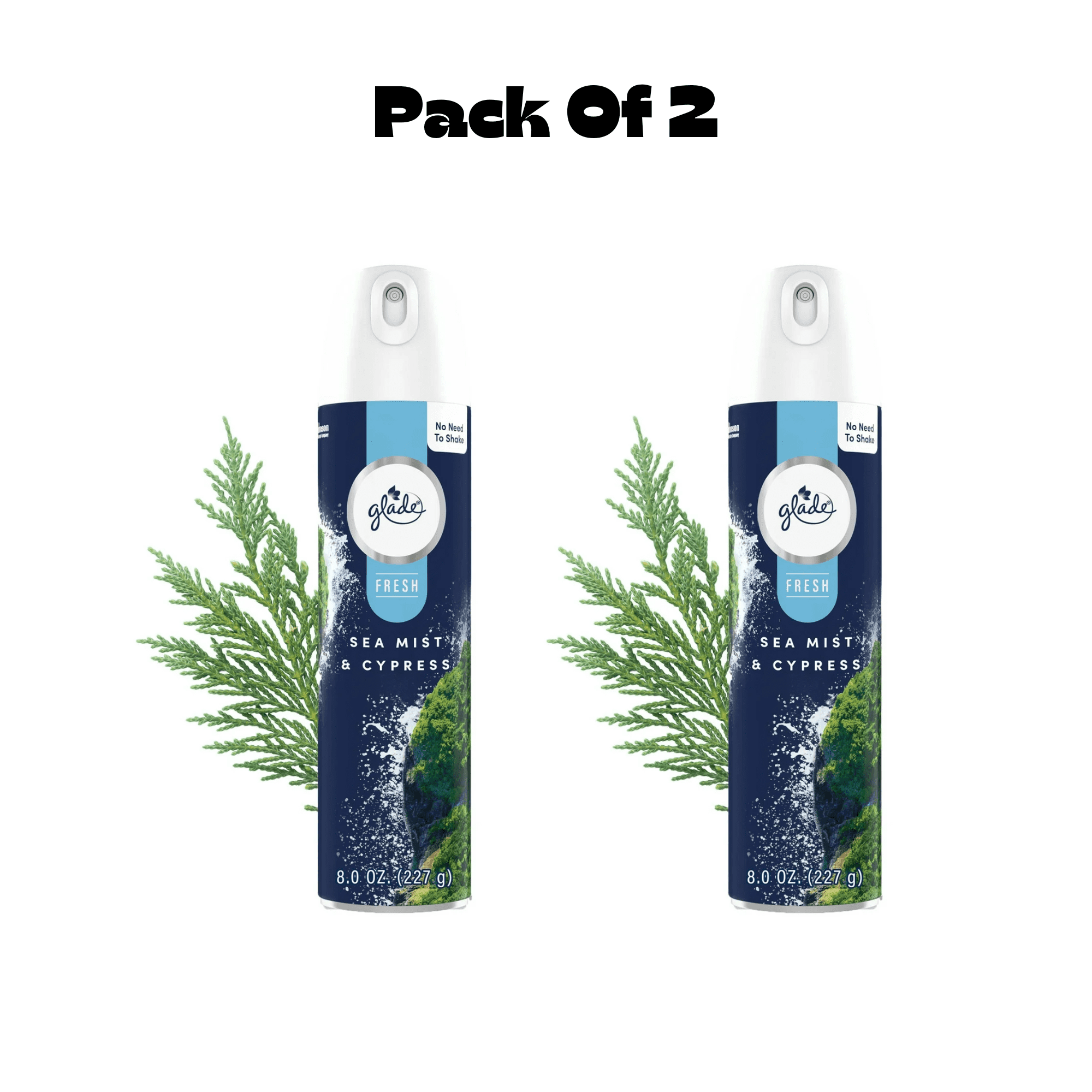 Glade Air Freshener Spray, Sea Mist & Cypress, Fresh Collection, Fragrance Infused with Essential Oils, 100% Natural Propellent, 8 oz(PACK OF 2)