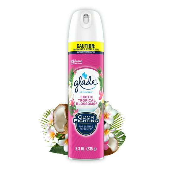 Glade Air Freshener Spray, Stocking Stuffers, Exotic Tropical Blossoms, Fragrance Infused with Essential Oils, 8.3 oz