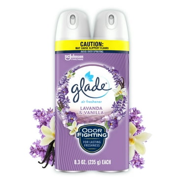 Glade Air Freshener Spray, Stocking Stuffers, Lavender Vanilla scent, Infused with Essential Oils, 8.3 oz, 2 Count