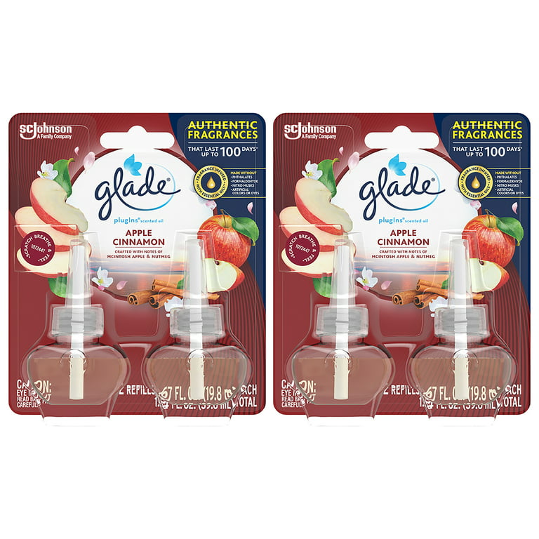 Glade PlugIns Scented Oil Refill Essential Oil Infused Wall Plug in 6.39 fl. oz 9 Ct. (Apple Cinnamon)