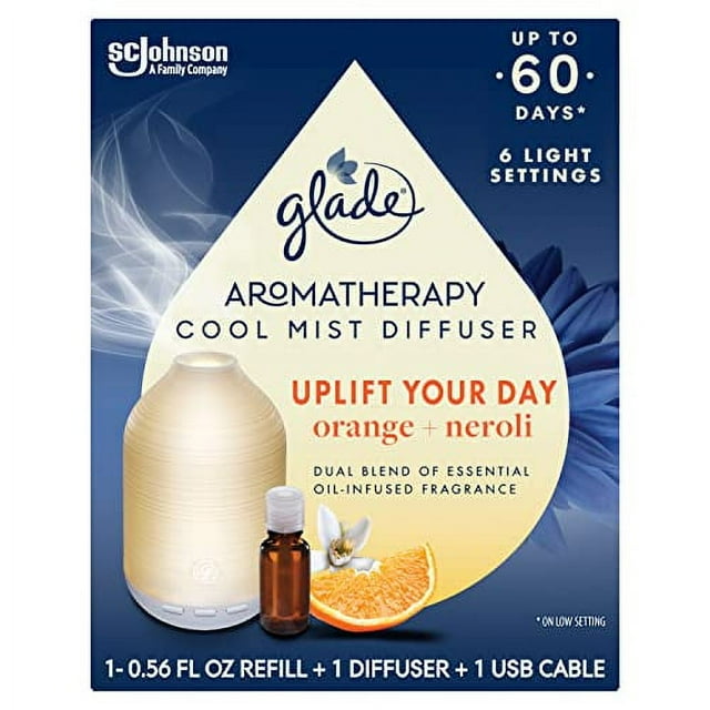 Glade Aromatherapy Cool Mist Diffuser, Uplift Your Day, Orange + Neroli