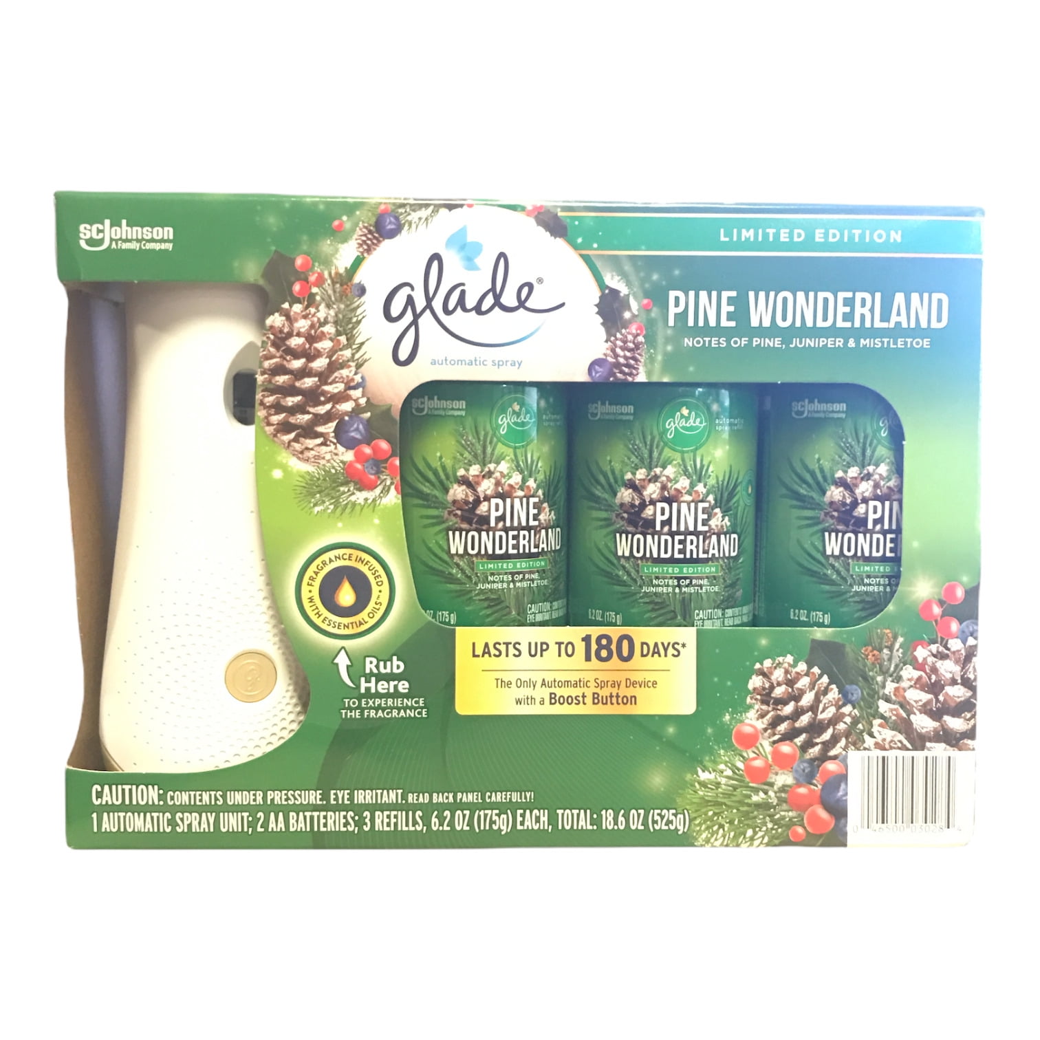 Glade Automatic Air Freshener Spray, Pine Wonderland, Holiday