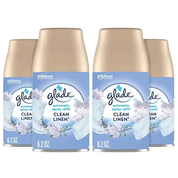 Glade Automatic Air Freshener Refill Clean Linen 6.2Oz 4-Pack Odor Eliminator