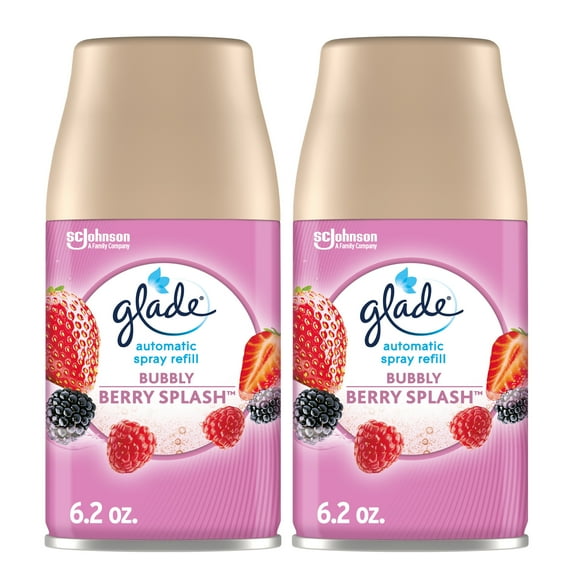 Glade Automatic Spray 2 Refills, Air Freshener, Bubbly Berry Splash, 2 x 6.2 oz