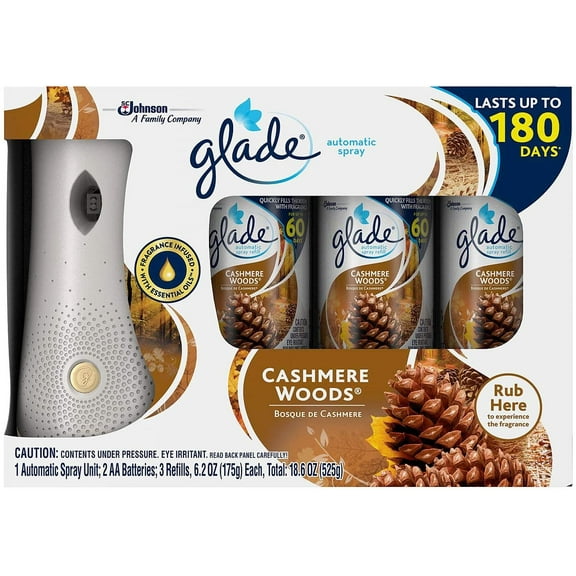 Glade Automatic Spray Air Freshener 1 Holder + 3 Refills - Cashmere Woods