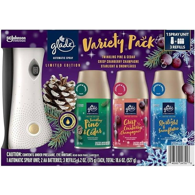 Glade Automatic Spray Air Freshener, 1 Holder + 3 Refills, Mixed