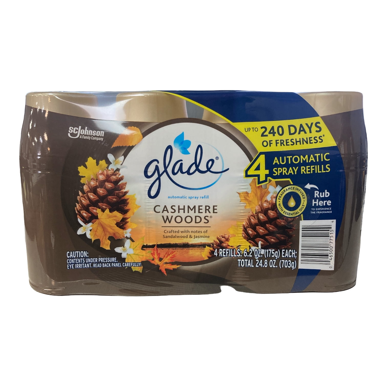 Glade Automatic Spray Air Freshener 4 Refill bottles (Cashmere Woods