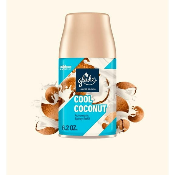 Glade Automatic Spray Air Freshener Refill, Cool Coconut Limited Edition  2 Refills (12.4 oz Total)