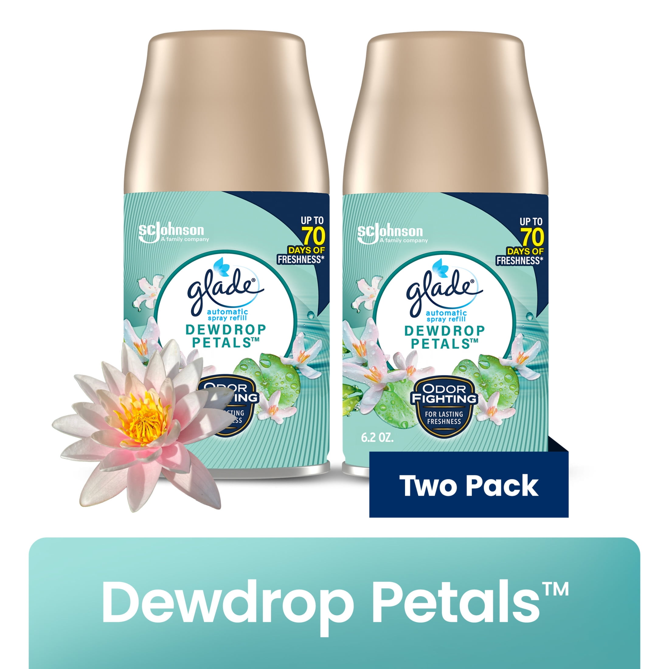 Glade Automatic Spray Air Freshener Refill, Dewdrop Petals, 6.2oz 2pk