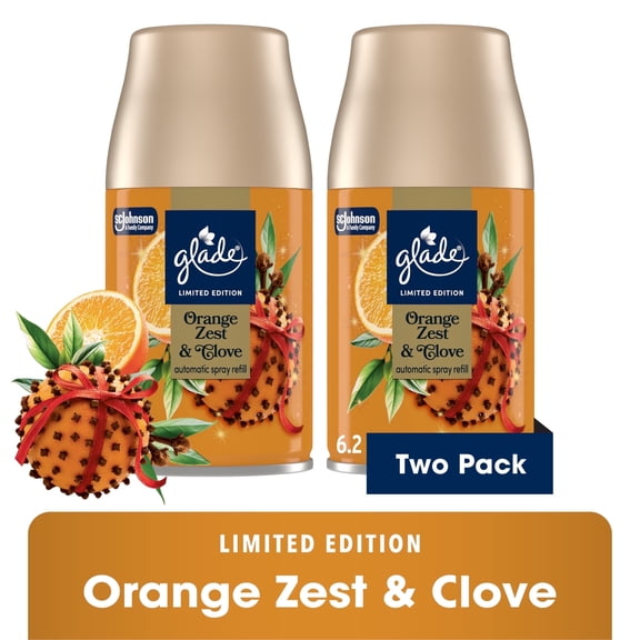 Glade Automatic Spray Air Freshener Refill, Orange Zest & Clove Fall Scent, 6.2oz., 2 Count