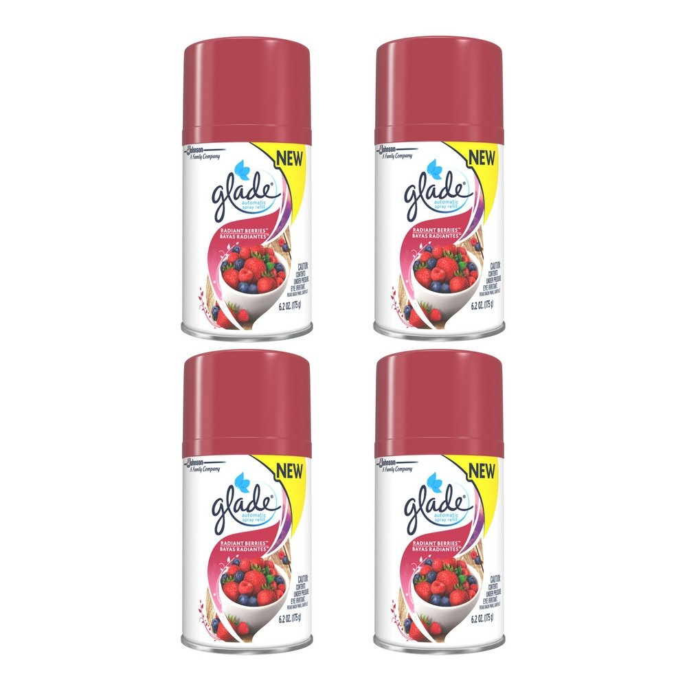 Glade Automatic Spray Air Freshener Refill, Radiant Berries, 6.2 Oz (4