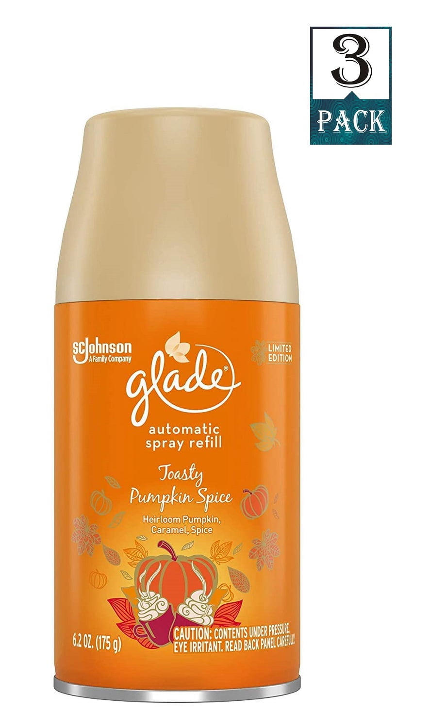 Glade Automatic Spray Air Freshener Refill Toasty Pumpkin Spice Scent Limited Edition 6.2 Ounce