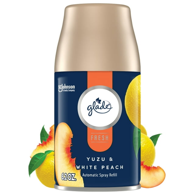 Glade Automatic Spray Air Freshener Refills, Yuzu & White Peach, Fresh Collection, 6.2 oz