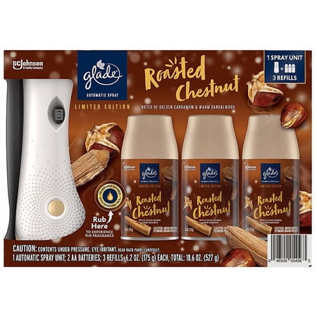 Glade Automatic Spray Air Freshener, Roasted Chestnut, 1 Holder + 3 Refills