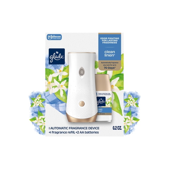 Glade Automatic Spray Holder + Refill, Air Freshener, Clean Linen®, 6.2 oz