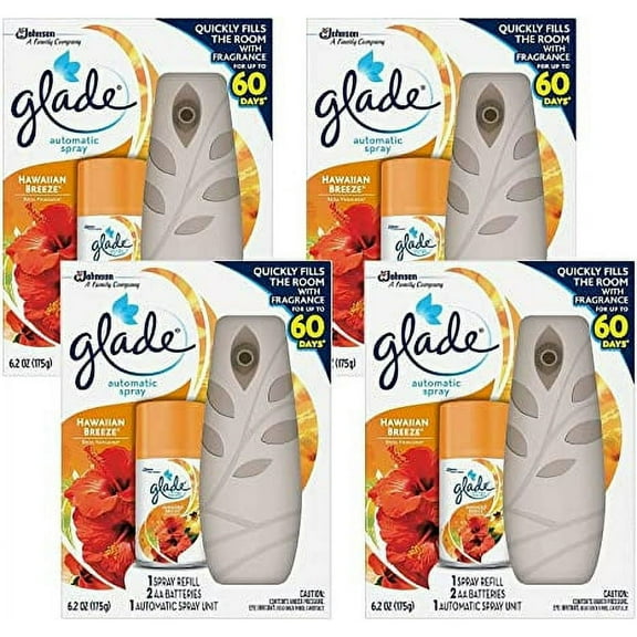 Glade Automatic Spray Holder & Hawaiian Breeze Refill Starter Kit (Pack of 4)