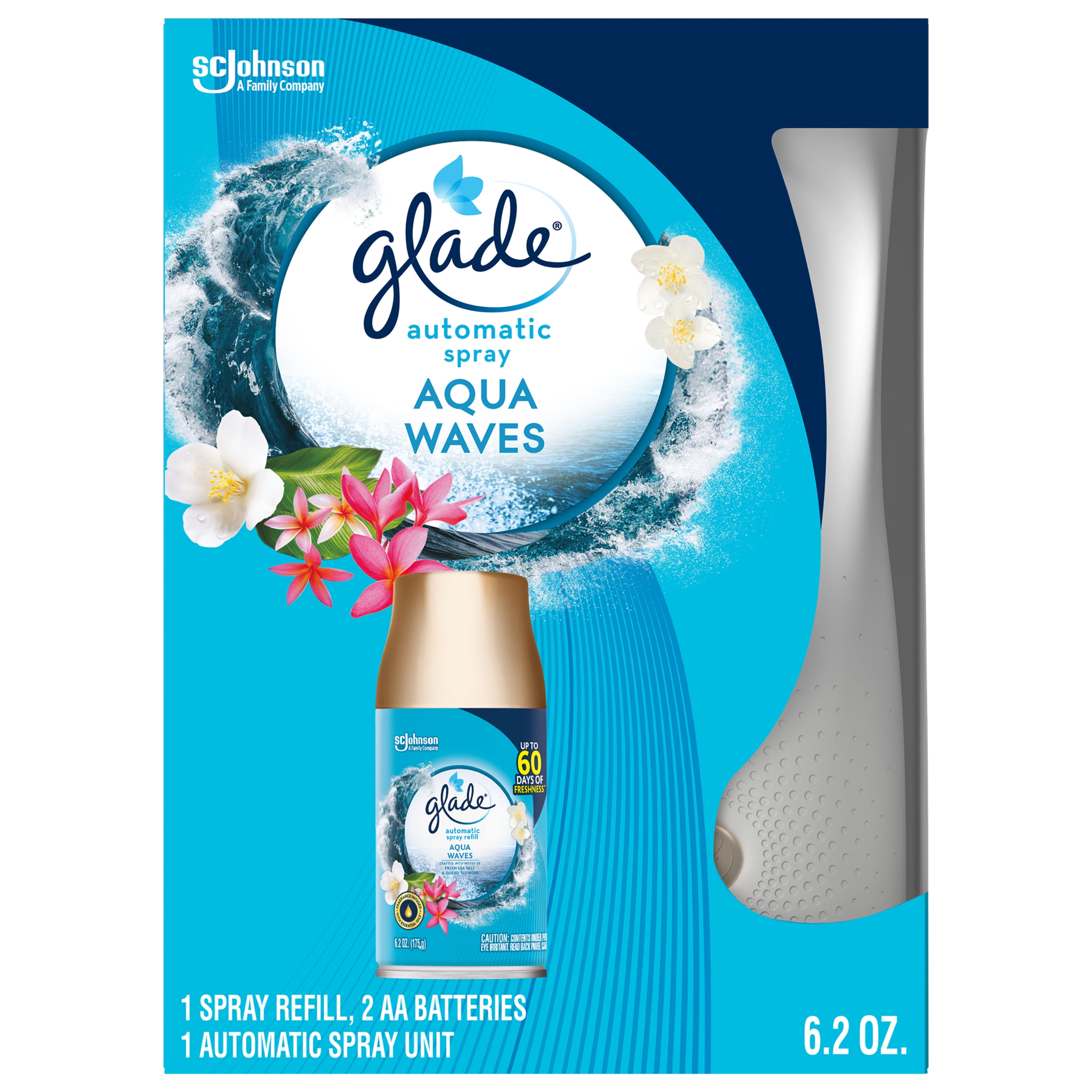 Glade Automatic Spray Holder + Refill, Air Freshener, Invigorating Aqua