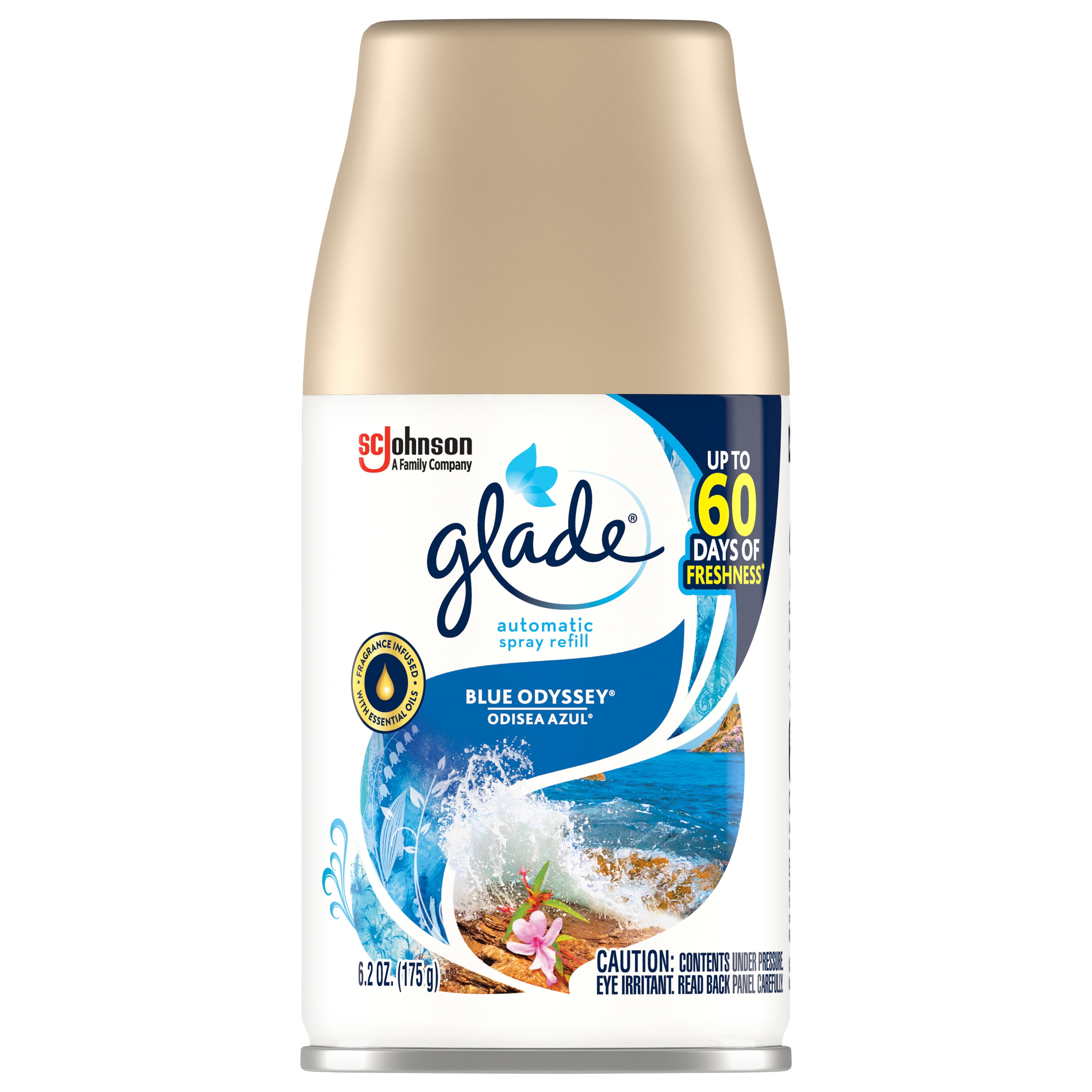 Glade Automatic Spray Refill 1 CT, Blue Odyssey, 6.2 OZ. Total, Air Freshener