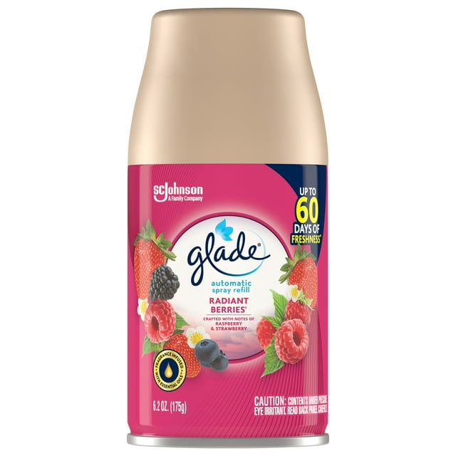Glade Automatic Spray Refill 1 CT, Radiant Berries, 6.2 OZ. Total, Air Freshener