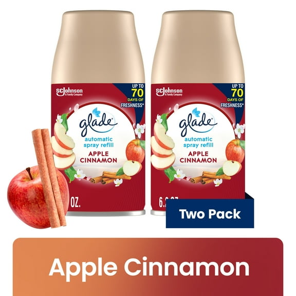 Glade Automatic Spray Refill 2 ct, Apple Cinnamon, 12.4 oz. Total, Air Freshener