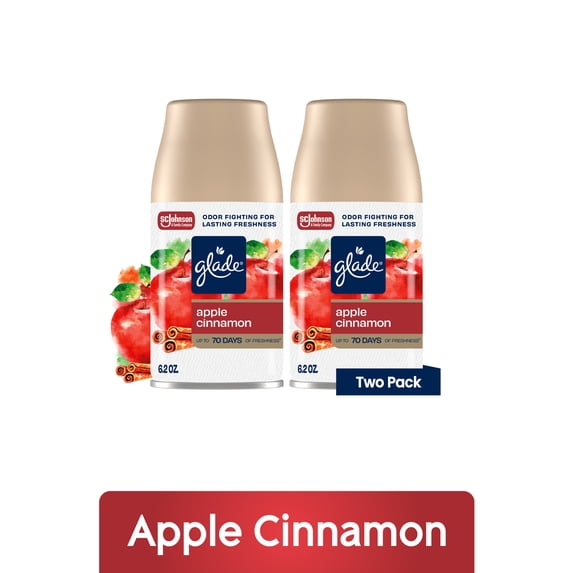 Glade Automatic Spray Refill 2 Count, Apple Cinnamon, 12.4 oz. Total, Air Freshener