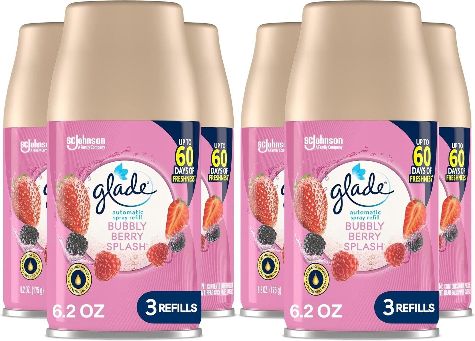 Glade Automatic Spray Refill 6 Ct, Bubbly Berry Splash, Air Freshener