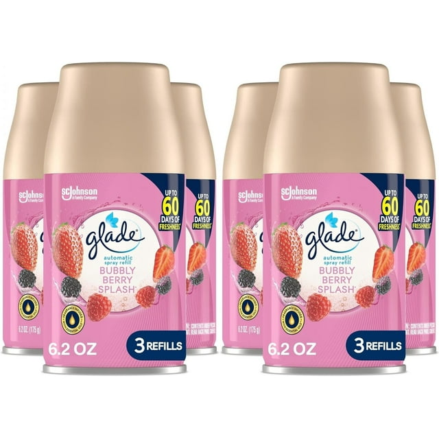 Glade Automatic Spray Refill 6 Ct, Bubbly Berry Splash, Air Freshener
