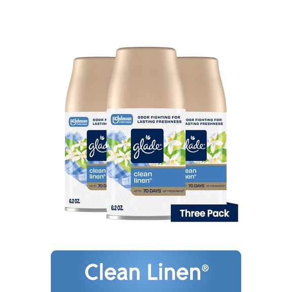 Glade Automatic Spray Refill, Air Freshener, Clean Linen, 3 Refills, 3 x 6.2 oz