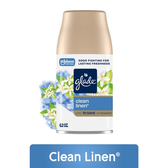 Glade Automatic Spray Refill, Mothers Day Gifts, Air Freshener Infused with Essential Oils, Clean Linen, 6.2 oz, 1 Count