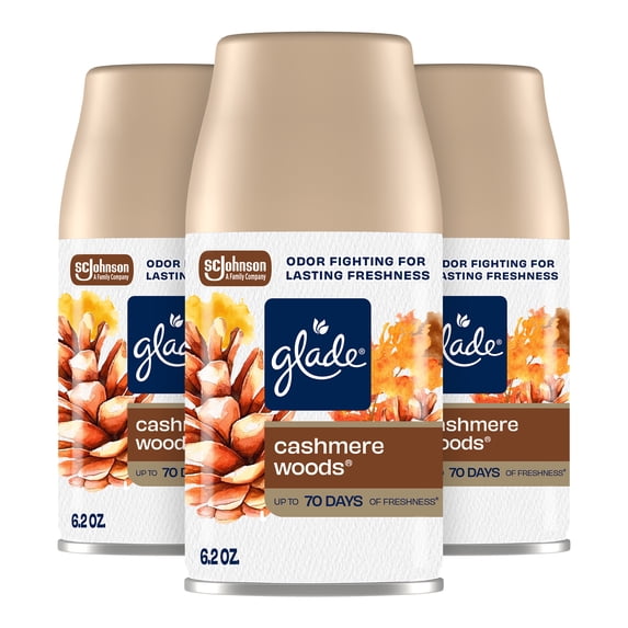 Glade Automatic Spray Refill, Air Freshener, Cashmere Woods®, 3 Refills, 3 x 6.2 oz