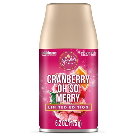 Glade Automatic Spray Refill, Air Freshener, Cranberry Oh So Merry, 6.2 oz