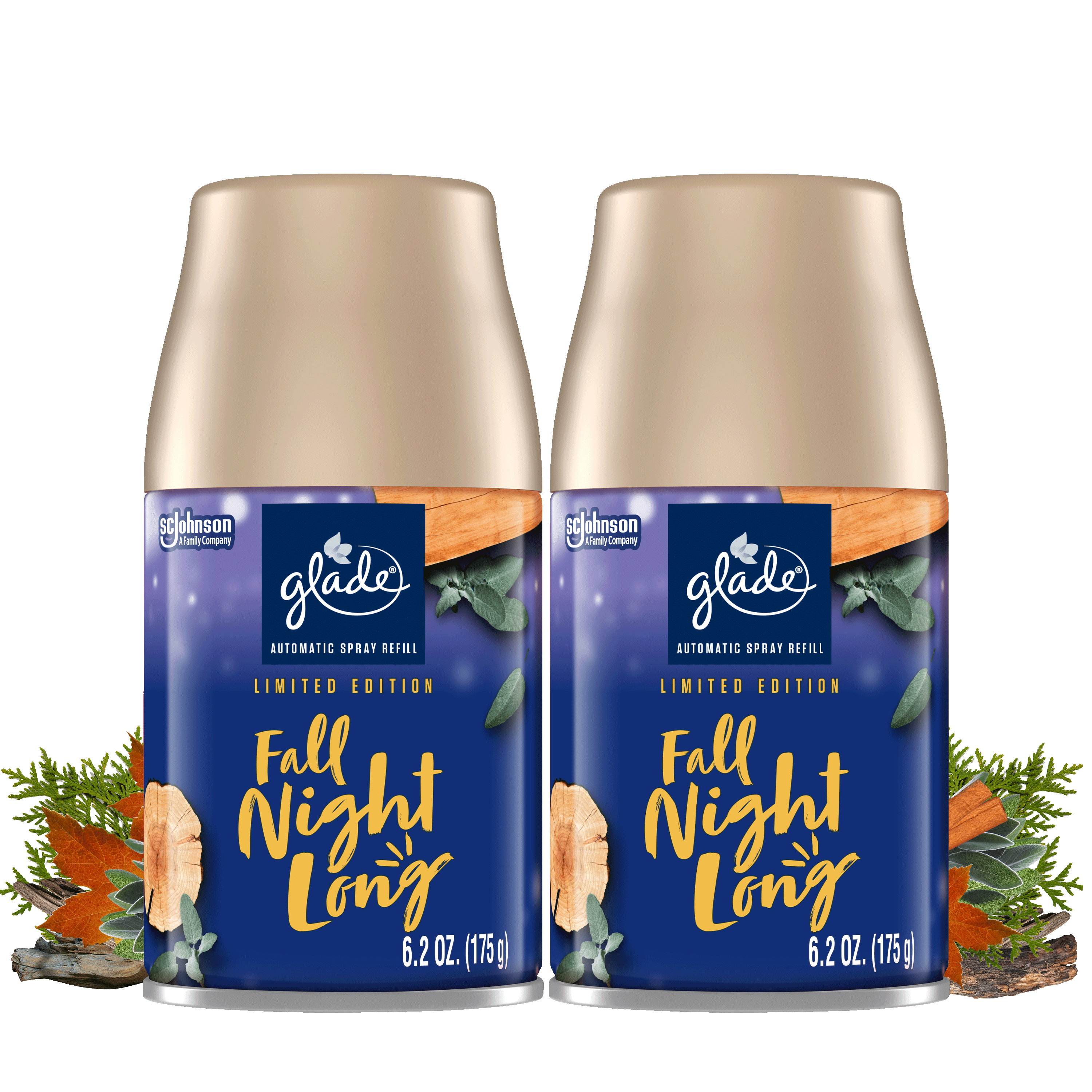 Glade Automatic Spray Refill, Air Freshener, Fall Night Long, 2 x 6.2