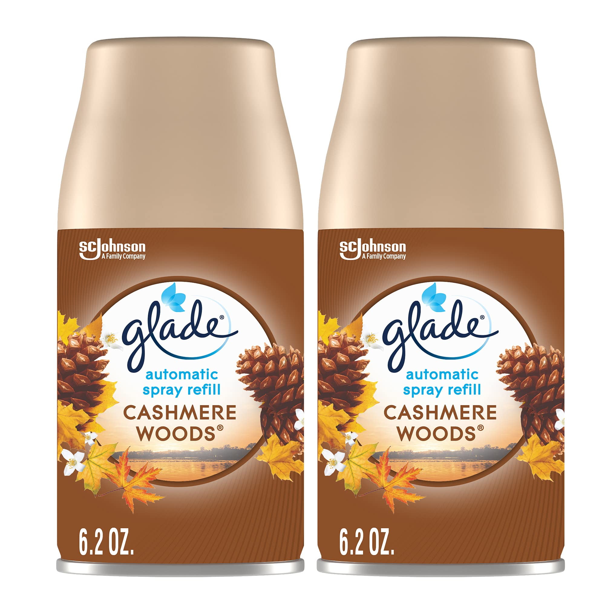 Glade Automatic Spray Refill, Air Freshener For Home And Bathroom, Cashmere Woods, 6.2 Oz, 2 Count