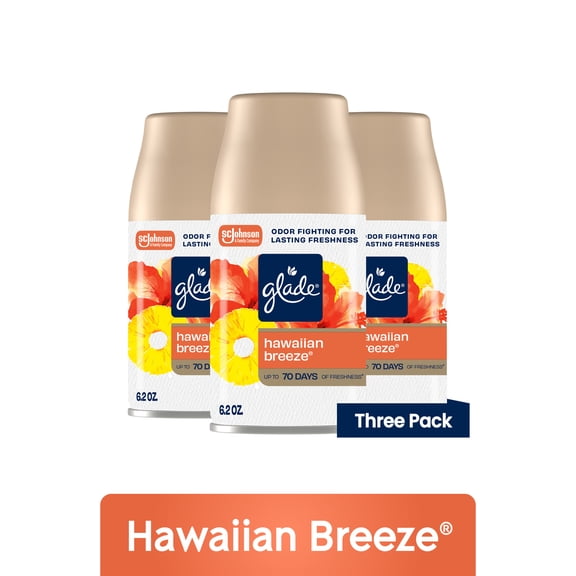 Glade Automatic Spray Refill, Air Freshener, Hawaiian Breeze, 3 Refills, 3 x 6.2 oz