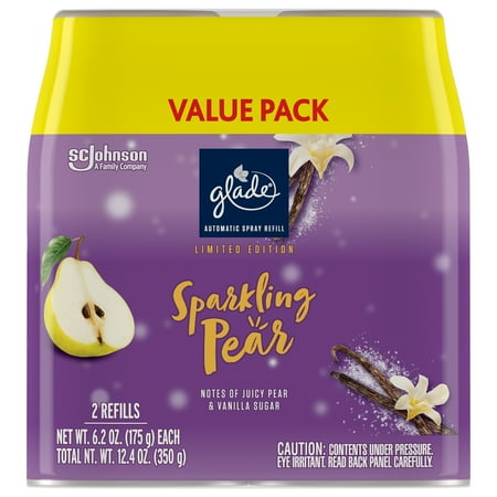 Glade Automatic Spray Refill, Air Freshener, Sparkling Pear, 2 Refills, 6.2 oz Each