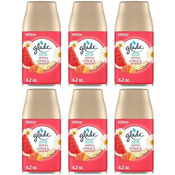 Glade Automatic Spray Refill, Air Freshener for Home and Bathroom, Joyful Citrus & Daisies, 6.2 Oz, 6 Count