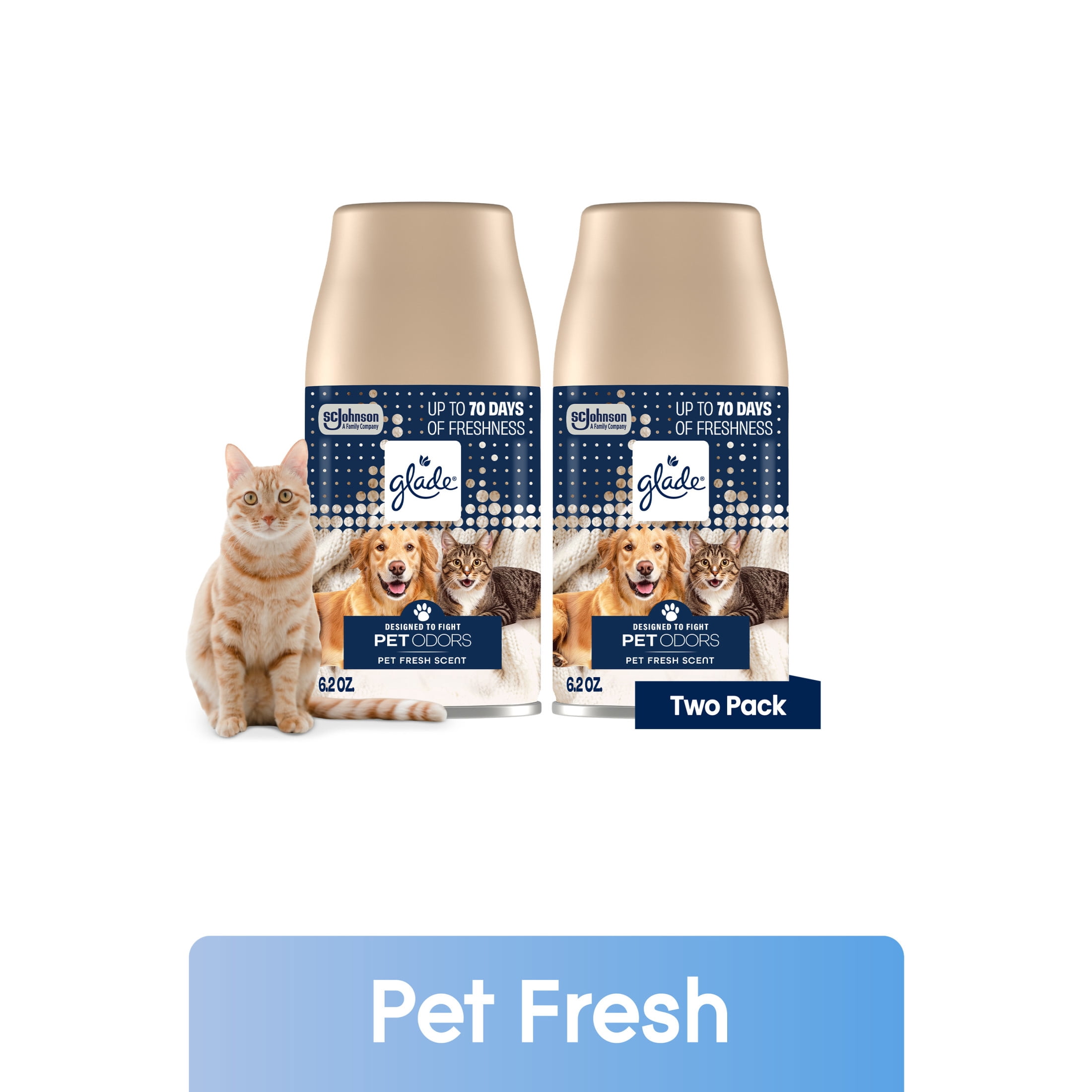 Glade Automatic Spray Refill, Air Freshener for Home and Bathroom, Pet Fresh Scent, Pet Odor-Fighting, 6.2 oz, 2 Count