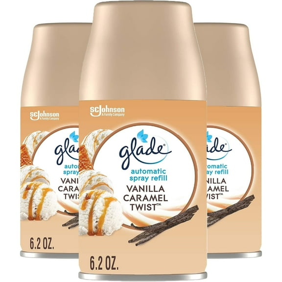 Glade Automatic Spray Refill, Air Freshener for Home and Bathroom, Vanilla Caramel Twist, 6.2 Oz, 3 Count