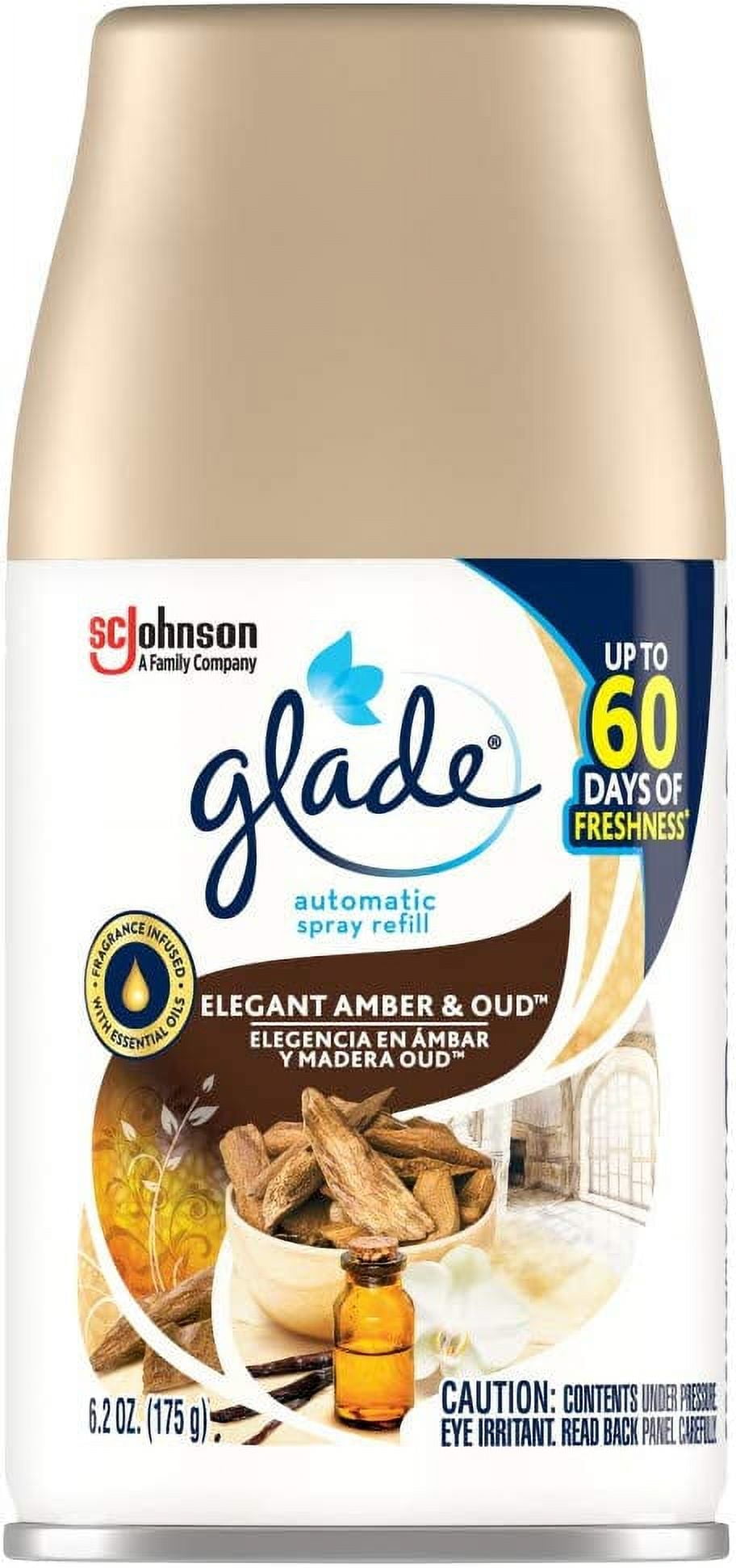 Glade Automatic Spray Refill Elegant, Amber & Oud, 6.2 oz. (Pack of 6